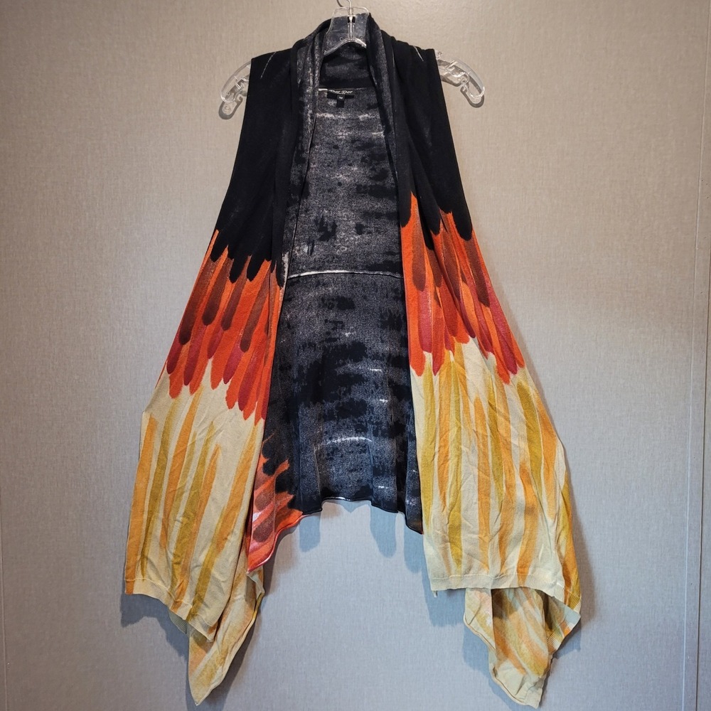 Dor Dor Knit Winged Vest Cardigan Phoenix Flame Kimono Draped Shawl Festival Med